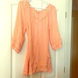 Peach peasant sleeve tunic NWOT
